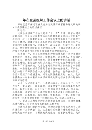 年在全县组织工作会议上的讲话发言