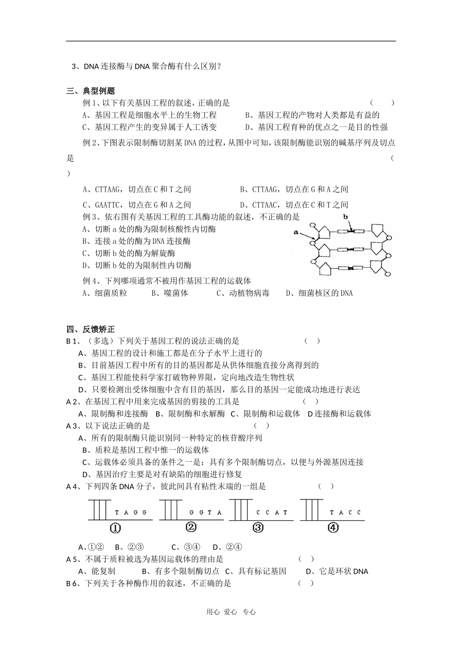 高中生物：1.1《DNA重组技术的基本工具》学案（新人教版选修3）_第2页