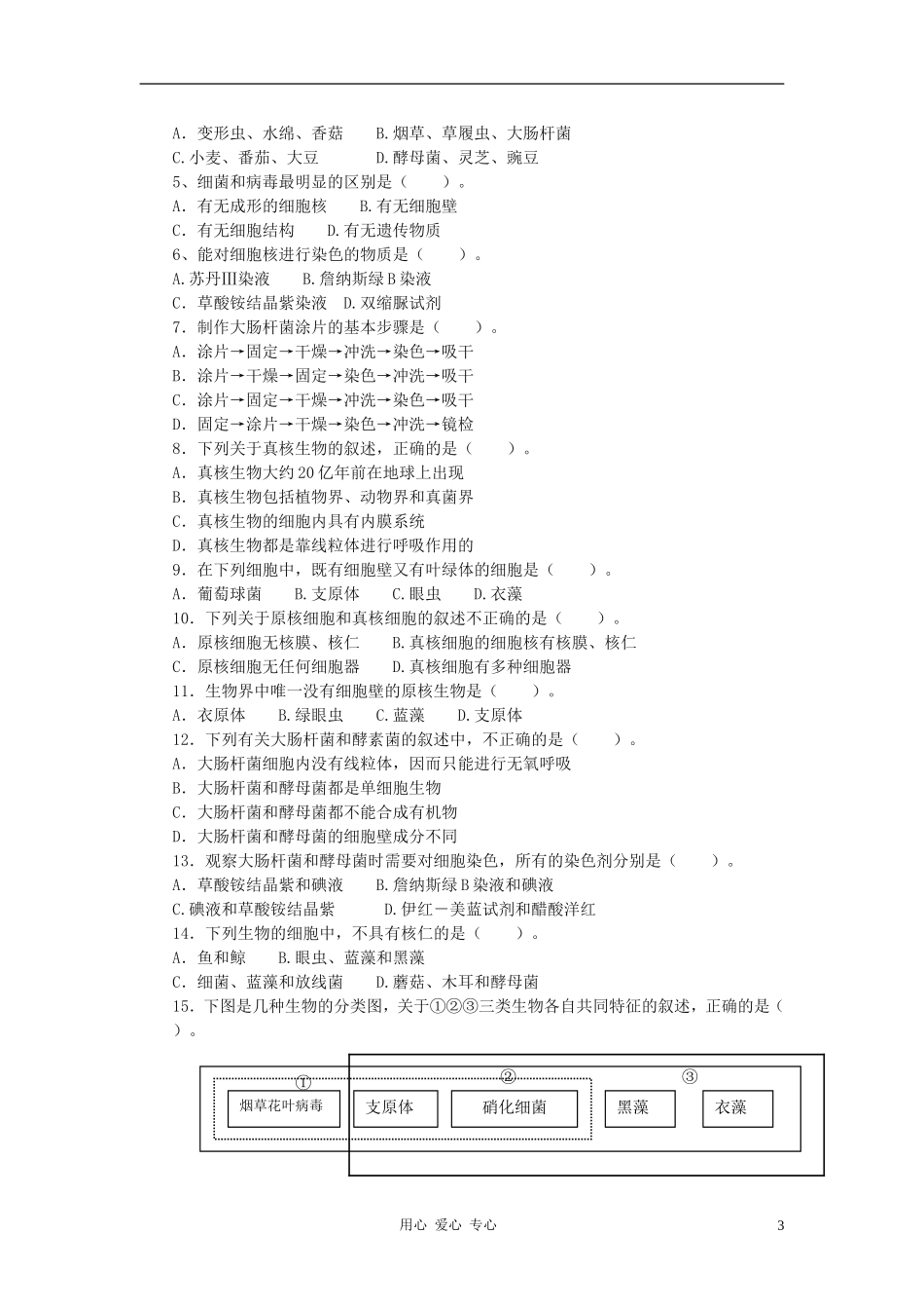 高中生物《真核细胞与原核细胞》学案5 中图版必修1_第3页