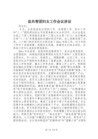 县共青团妇女工作会议讲话发言