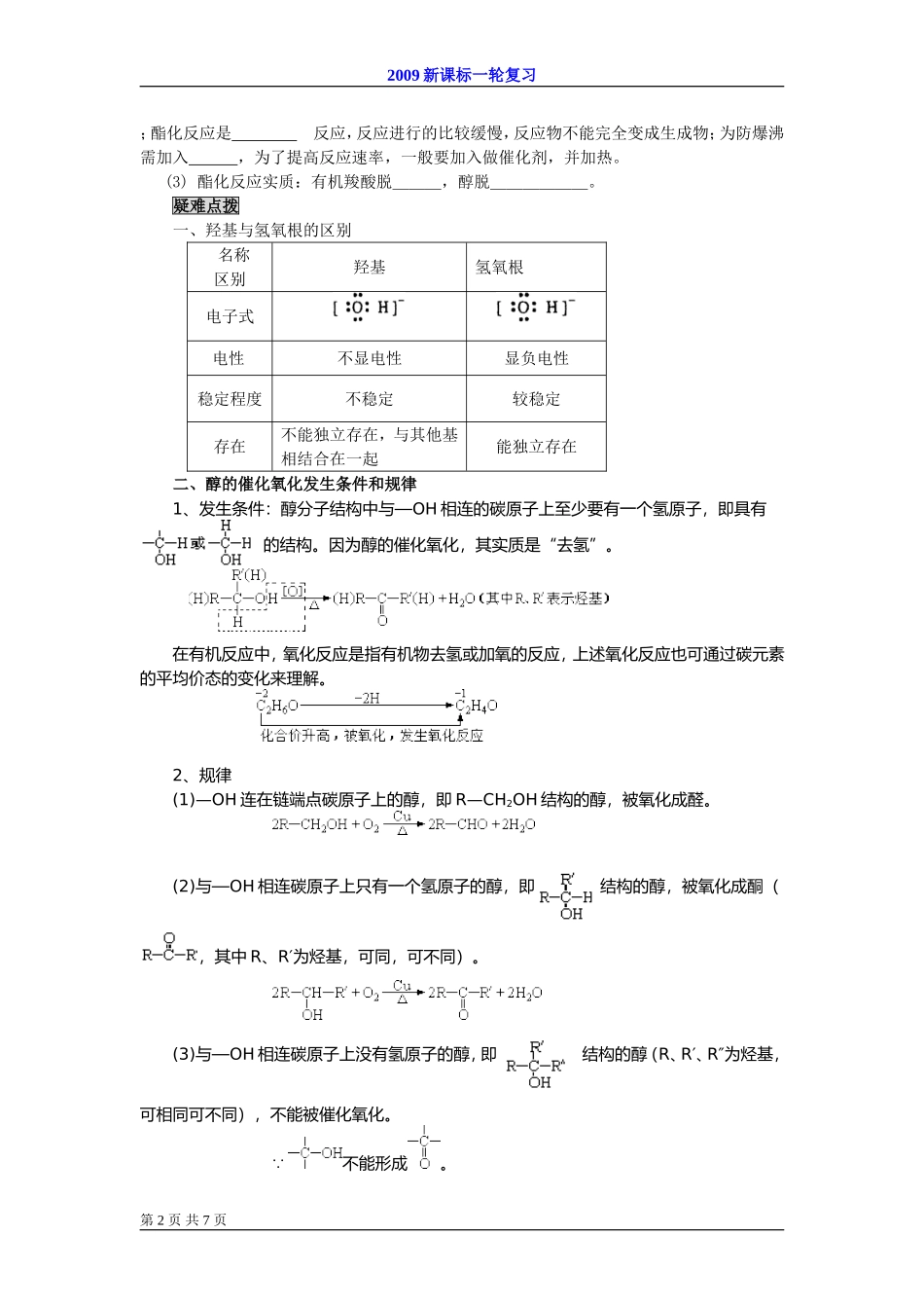 2009届高考一轮复习-必修2-有机化合物-第三讲 生活中两种常见有机物_第2页