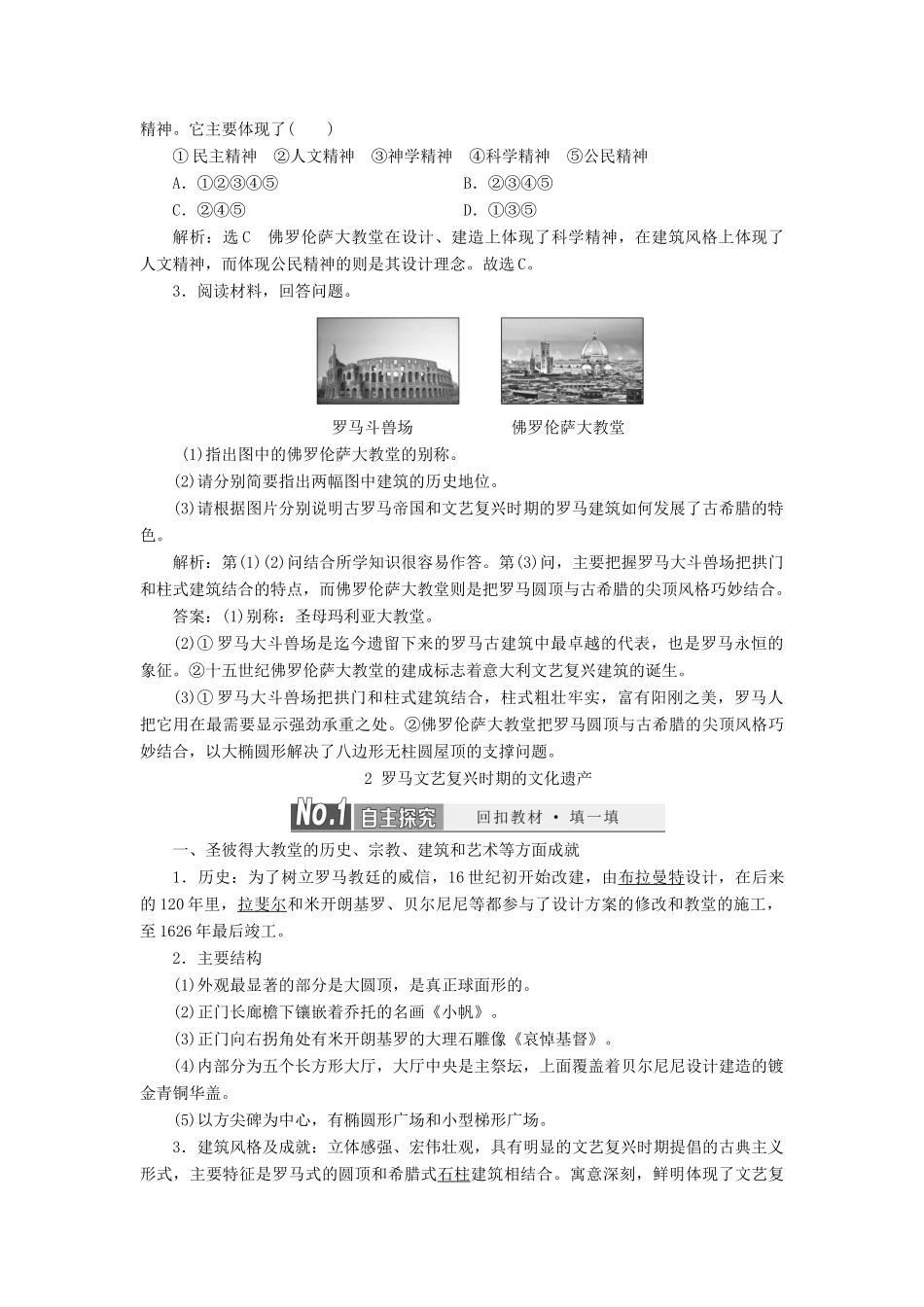 高中历史 专题九 欧洲文艺复兴时期的文化遗产教案（含解析）（选修6）-人教版高二选修6历史教案_第3页