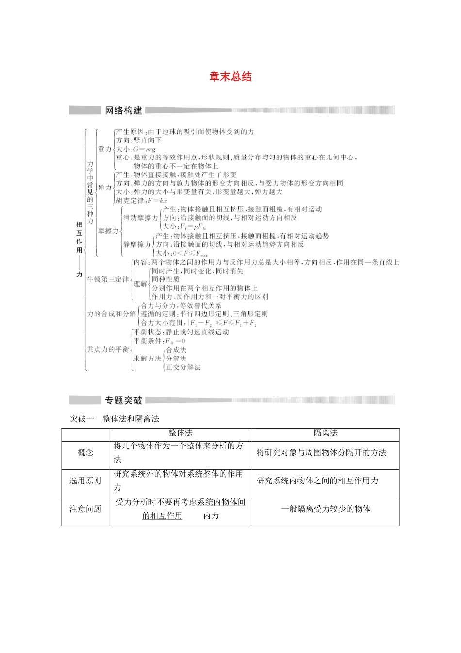 高中物理 第三章 章末总结教案 新人教版必修第一册-新人教版高一第一册物理教案_第1页