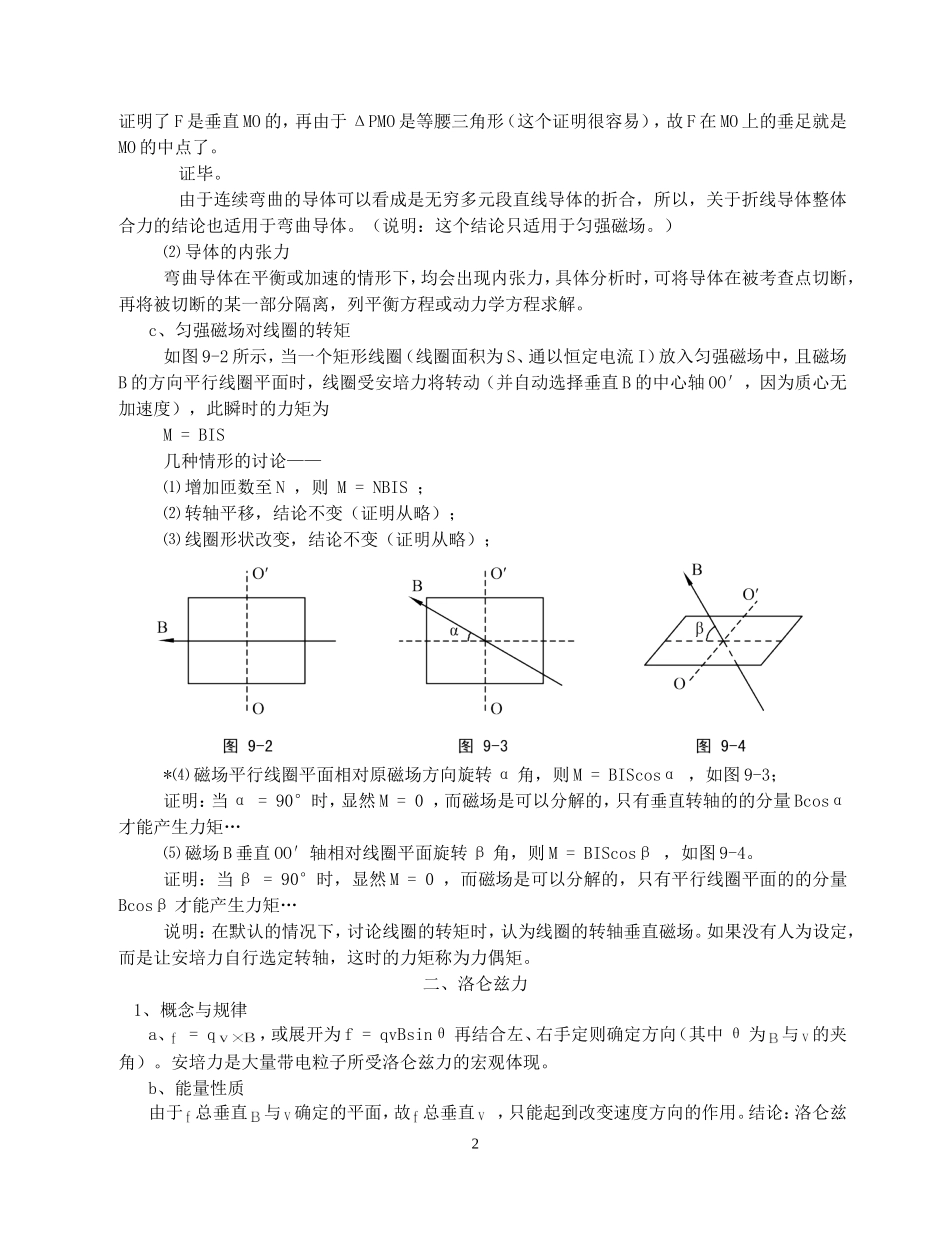 高一物理新课程第十部分 磁场奥赛讲义_第2页