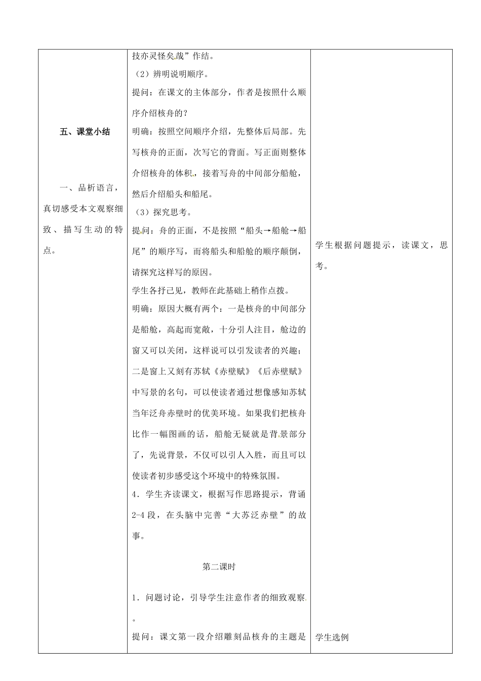 陕西省安康市紫阳县紫阳中学初中部八年级语文上册《第23课 核舟记》教案 新人教版_第3页