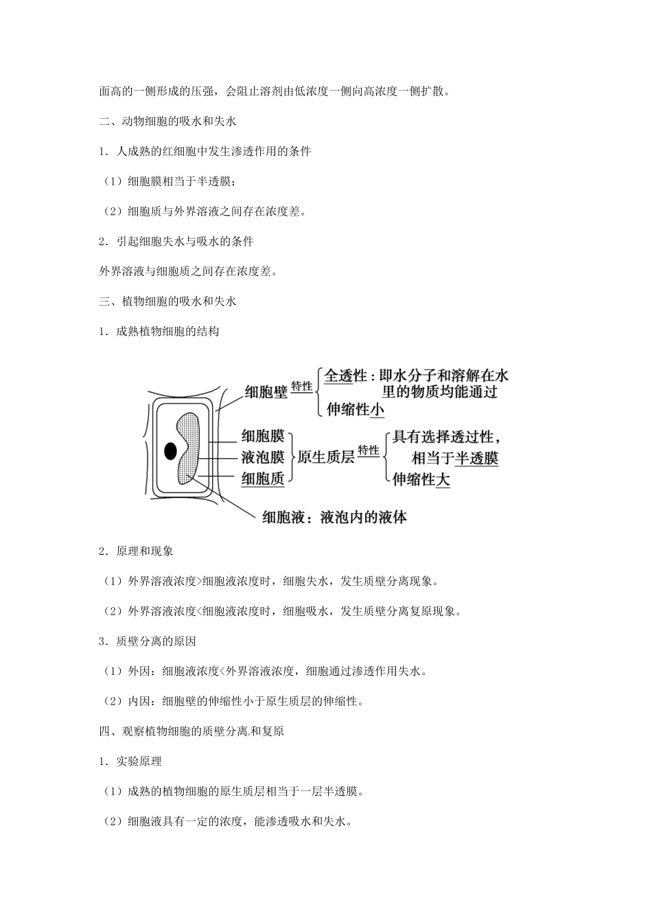 （全国通用）高考生物总复习《物质跨膜运输的实例》专题突破学案-人教版高三全册生物学案_第2页