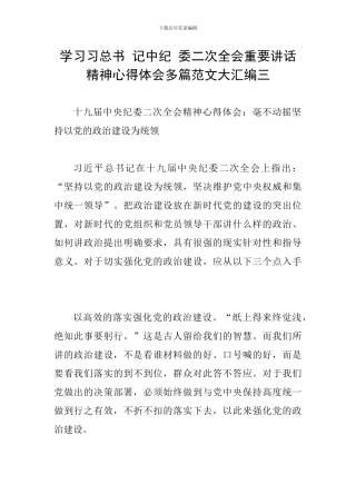 学习习总书-记中纪-委二次全会重要讲话精神心得体会多篇范文大汇编三