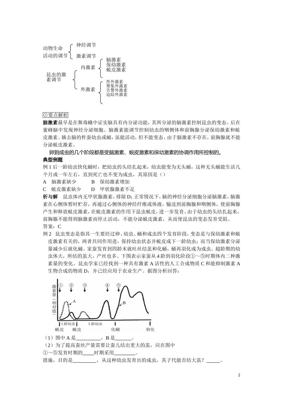 高中生物《动物生命活动的调节》学案2 苏教版必修3_第2页