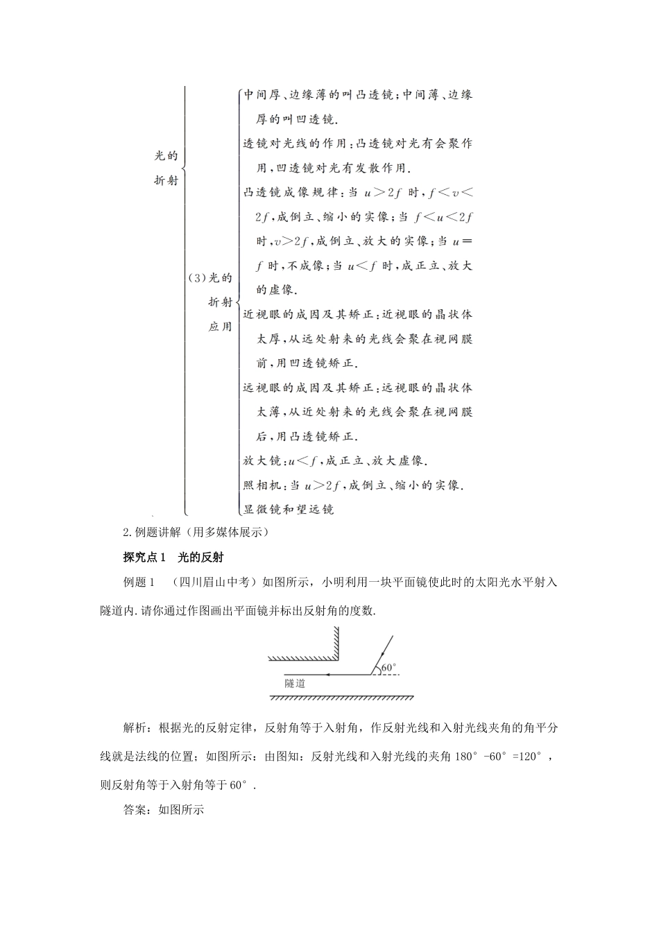 （遵义专版）八年级物理全册 第四章 多彩的光本章复习和总结教案 （新版）沪科版-（新版）沪科版初中八年级全册物理教案_第3页