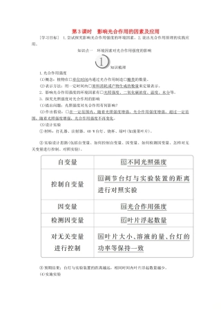 高中生物 第5章 第4节 第3课时 影响光合作用的因素及应用学案 新人教版必修1-新人教版高一必修1生物学案