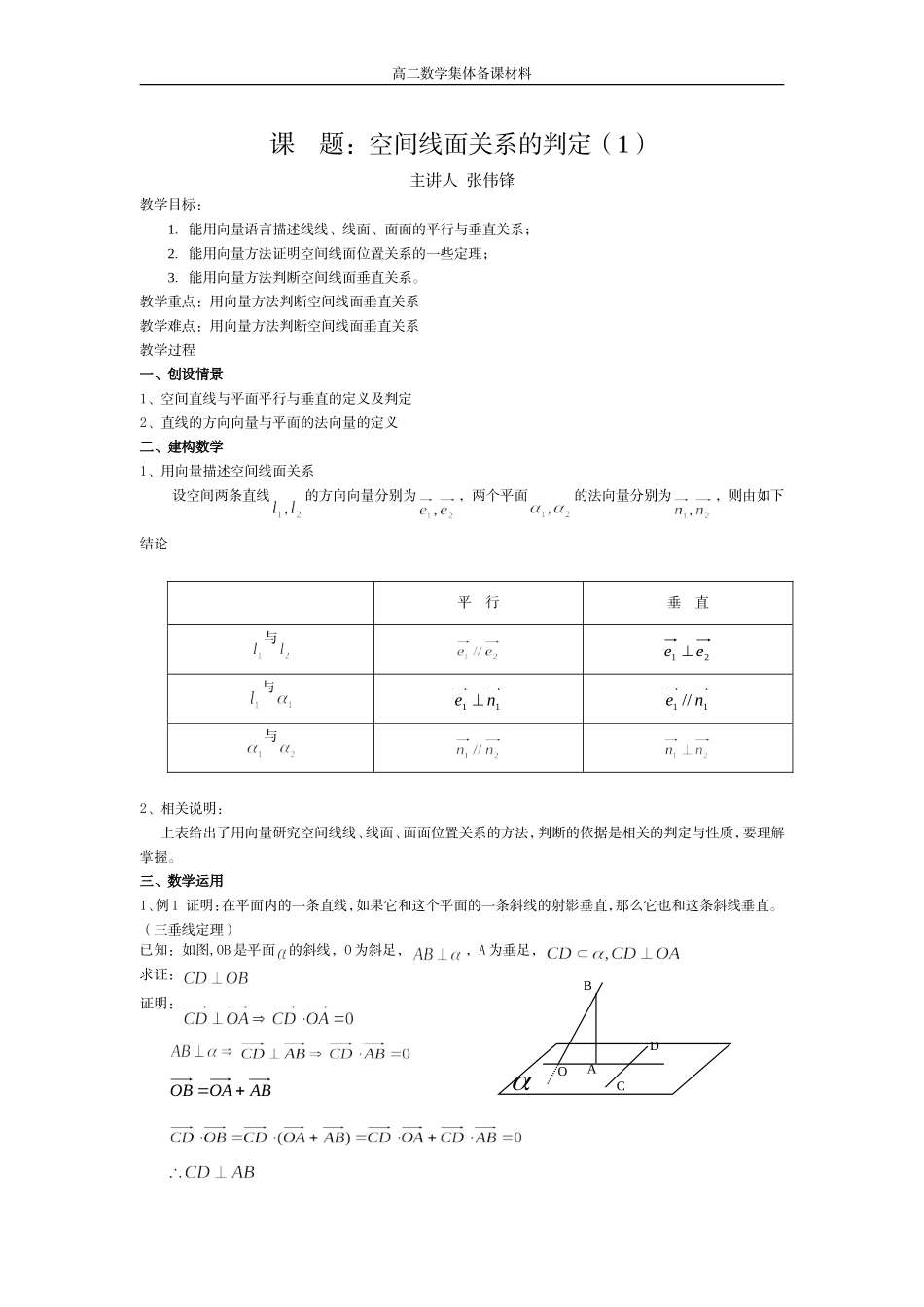 空间线面关系的判定（1）_第1页