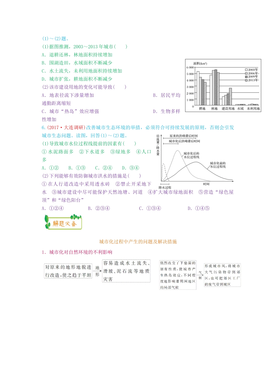 高考地理第一轮复习 专题6 微专题二十三 城市化及其影响思维导图学案-人教版高三全册地理学案_第3页