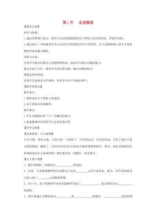 （遵义专版）春八年级物理全册 11.1 走进微观教案 （新版）沪科版-（新版）沪科版初中八年级全册物理教案