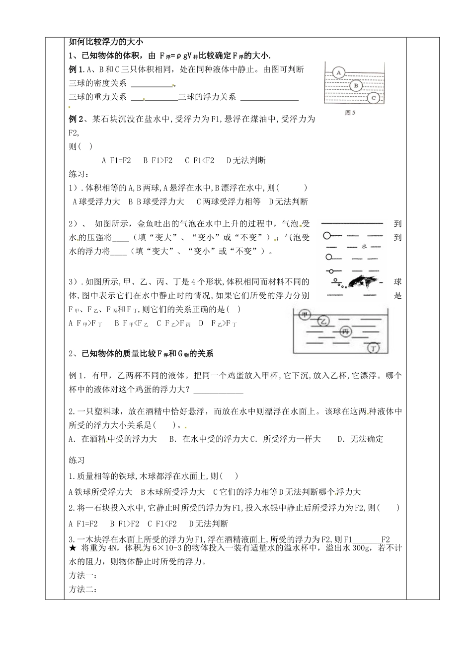 湖南省茶陵县世纪星实验学校九年级物理下册《浮力应用（一）》教案 湘教版_第2页