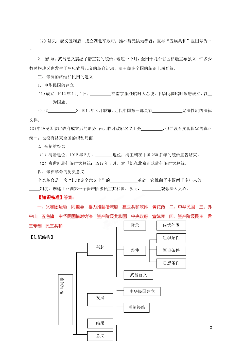 【冲击波系列】高考历史一轮复习 4.3 辛亥革命精品学案（教师版）岳麓版必修1（课标地区适用）_第2页