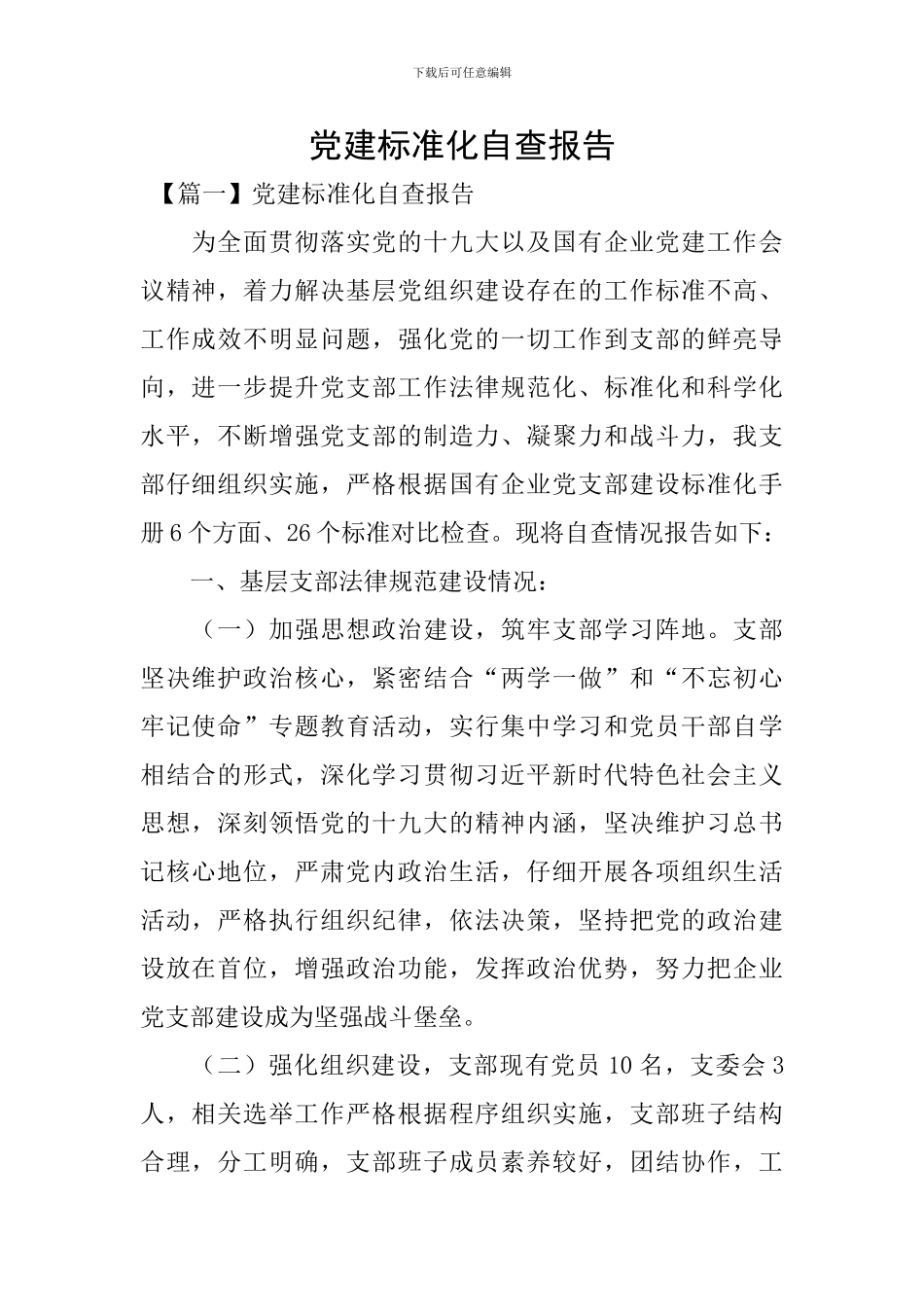 党建标准化自查报告_第1页