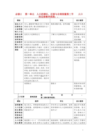 四川省射洪县高一地理《1.2人口的迁移》教案1 中图版必修2