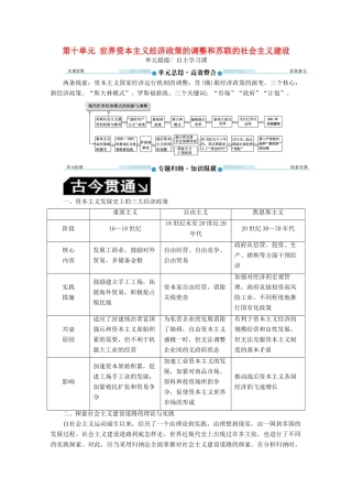 （赢在微点）高考历史总复习 第十单元 世界资本主义经济政策的调整和苏联的社会主义建设单元提能导学案（含解析）新人教版-新人教版高三全册历史学案