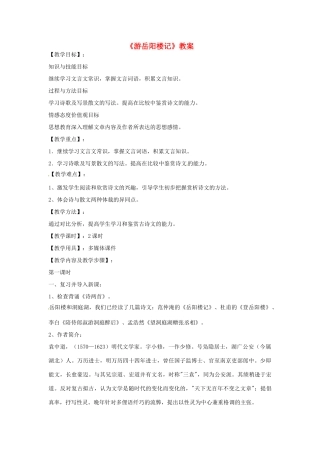 山东省滕州市大坞镇大坞中学九年级语文《游岳阳楼记》教案 新人教版