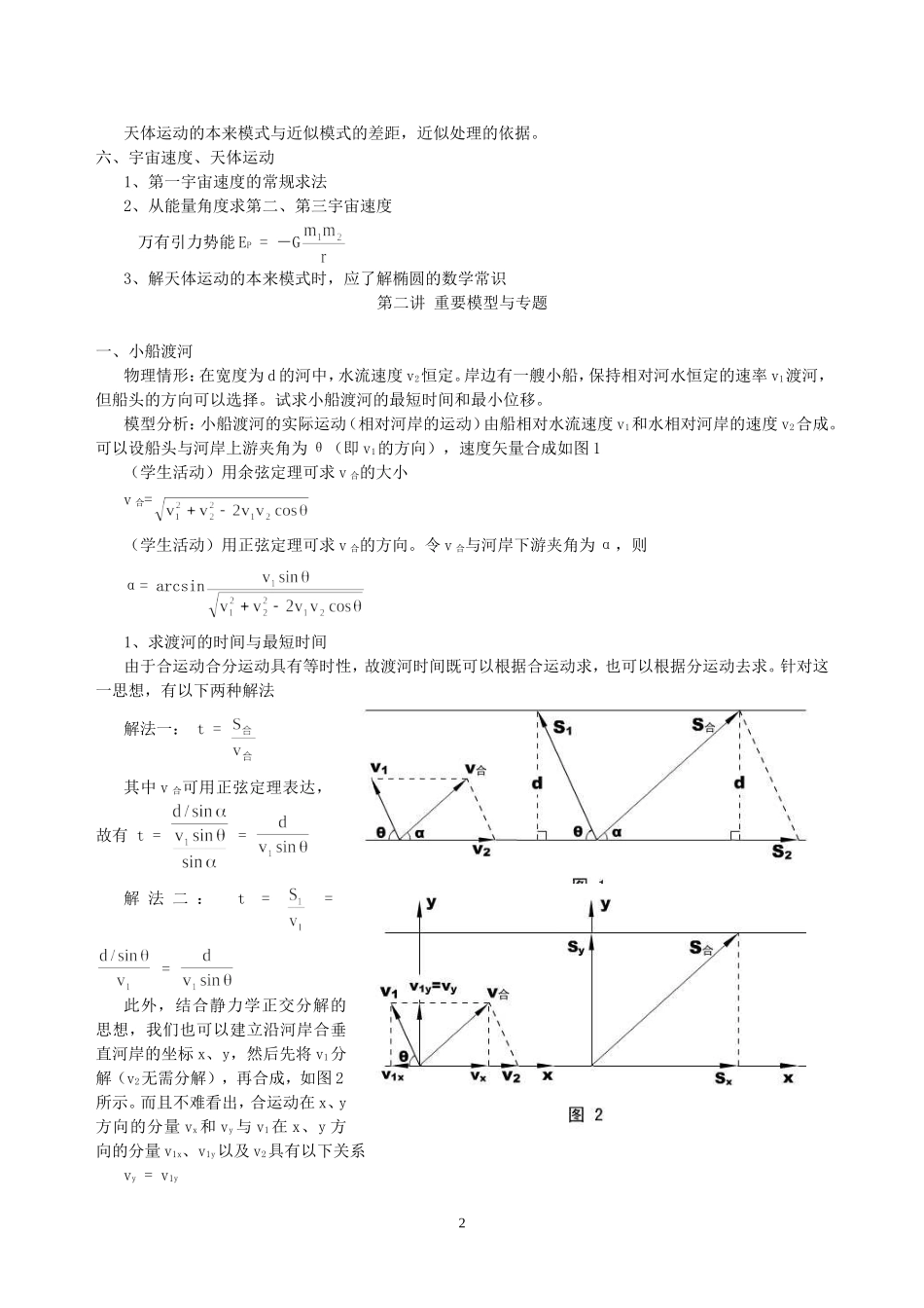 高一物理新课程第四部分 曲线运动 万有引力奥赛讲义_第2页