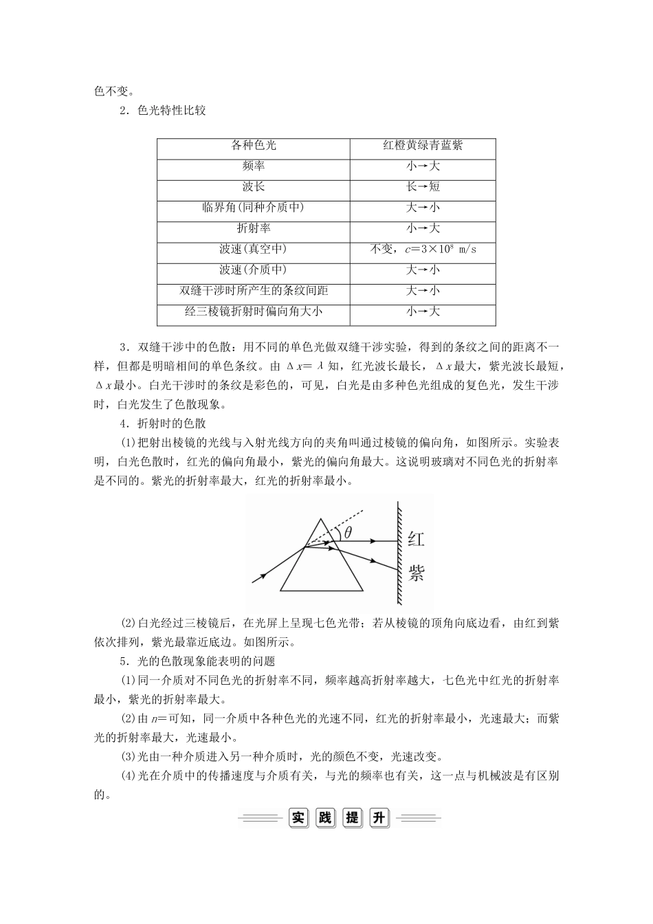 高中物理 第十三章 光 第7节、第8节 光的颜色 色散 激光学案 新人教版选修3-4-新人教版高中选修3-4物理学案_第3页