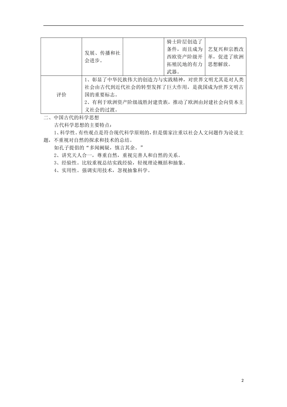 河南省商丘市第三高级中学高中历史 专题二 古代中国的科学技术与文化教案 新人教版必修3_第2页