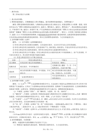 高一物理第三章知识复习与回顾 教案