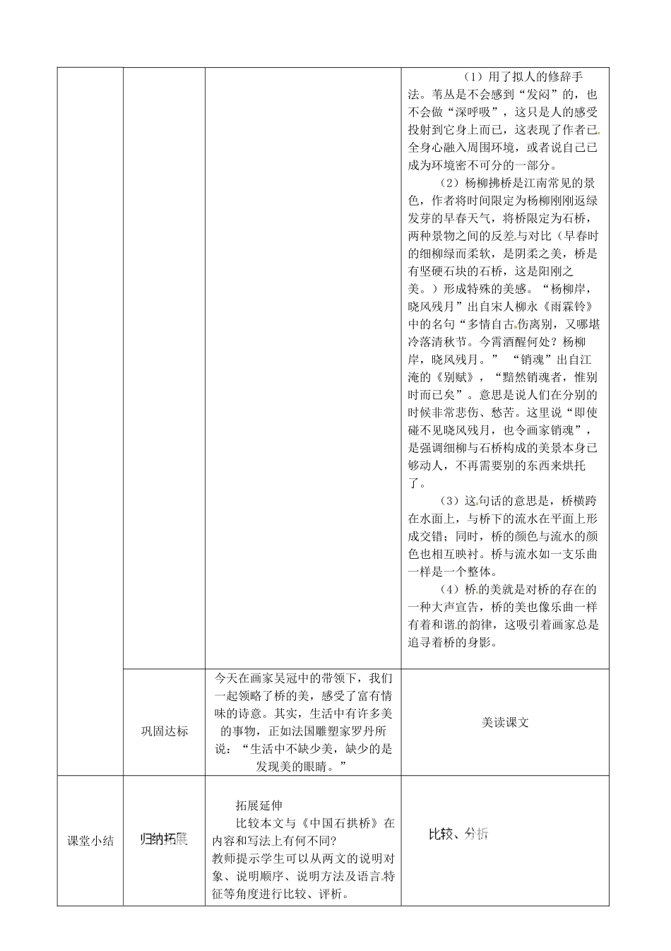 湖北省宜都市红花套镇初级中学八年级语文上册 第三单元 第12课《桥之美》教案 新人教版_第3页
