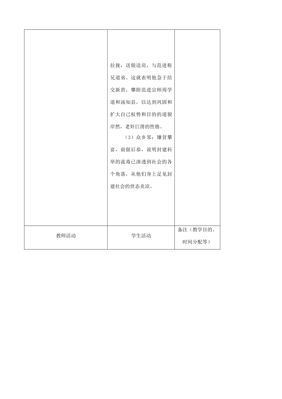 吉林省四平市第十七中学八年级语文上册 范进中举（第3课时）教案 长春版_第3页