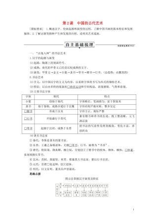 高中历史 专题二 古代中国的科学技术与文化 第2课 中国的古代艺术讲义 人民版必修3-人民版高二必修3历史教案