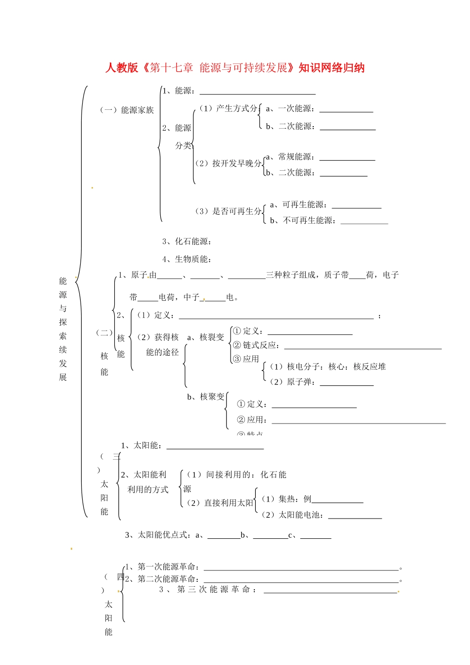 物理：人教新课标九年级 第十七章能源与可持续发展（教案）2_第1页