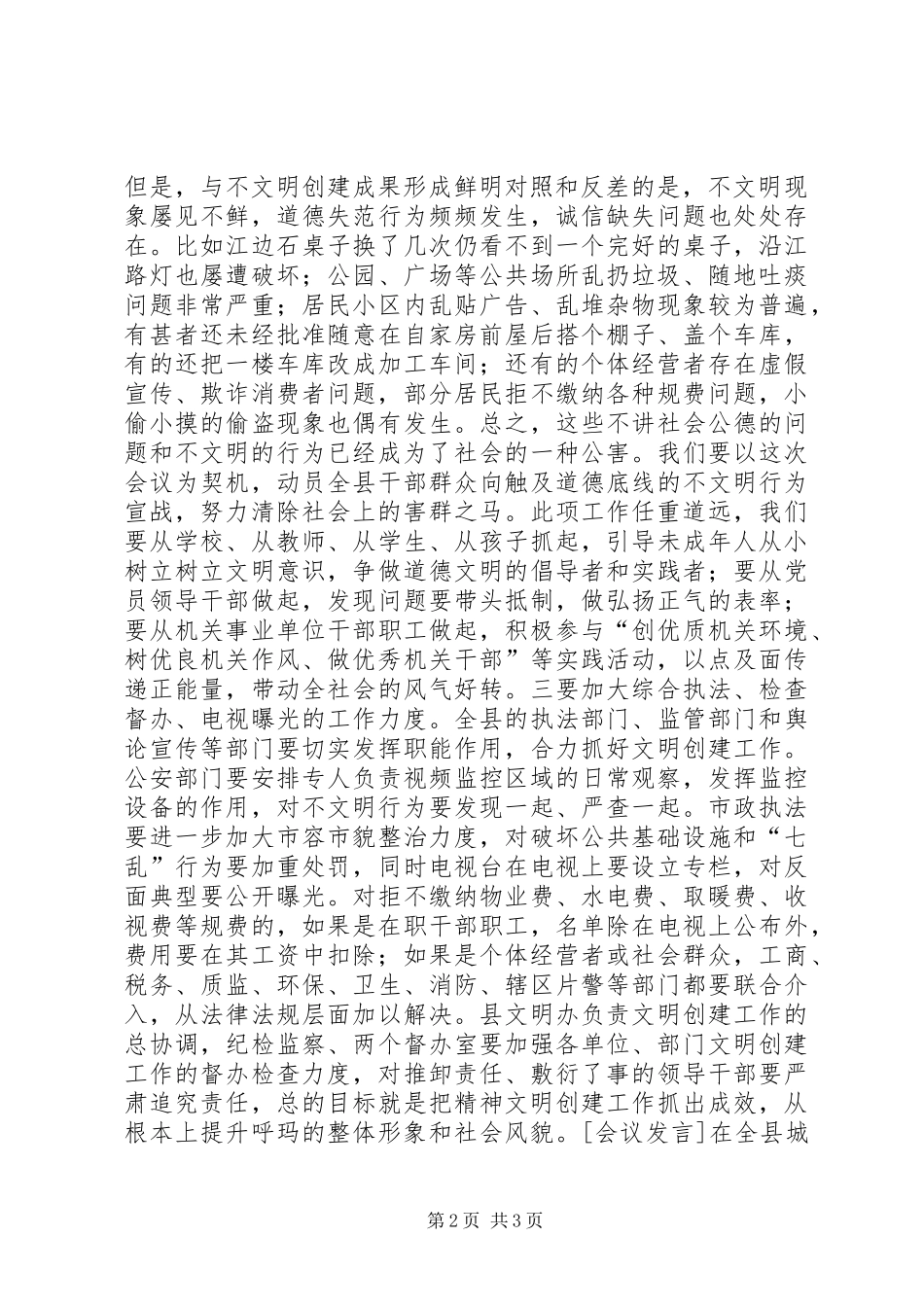 在县文明创建大会上的讲话发言_1_第2页