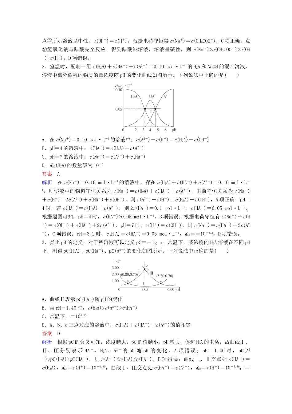 （全国通用）高考化学一轮复习 第8章 水溶液中的离子平衡 热点专题突破5 突破溶液中有关粒子浓度的图像综合题学案-人教版高三全册化学学案_第3页