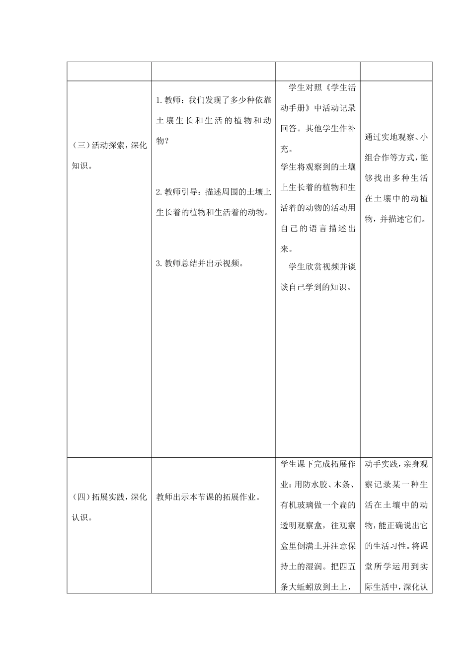 二年级科学上册 第1单元 我们的地球家园 2《土壤—动植物的乐园》教案2 教科版-教科版小学二年级上册自然科学教案_第3页