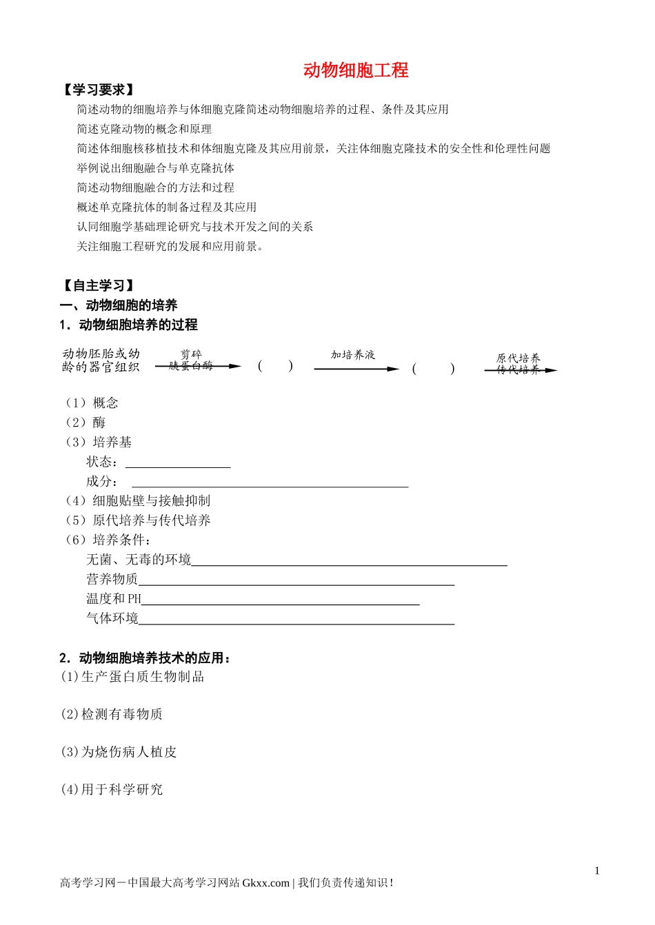 高中生物《动物细胞工程》学案2 新人教版选修3_第1页
