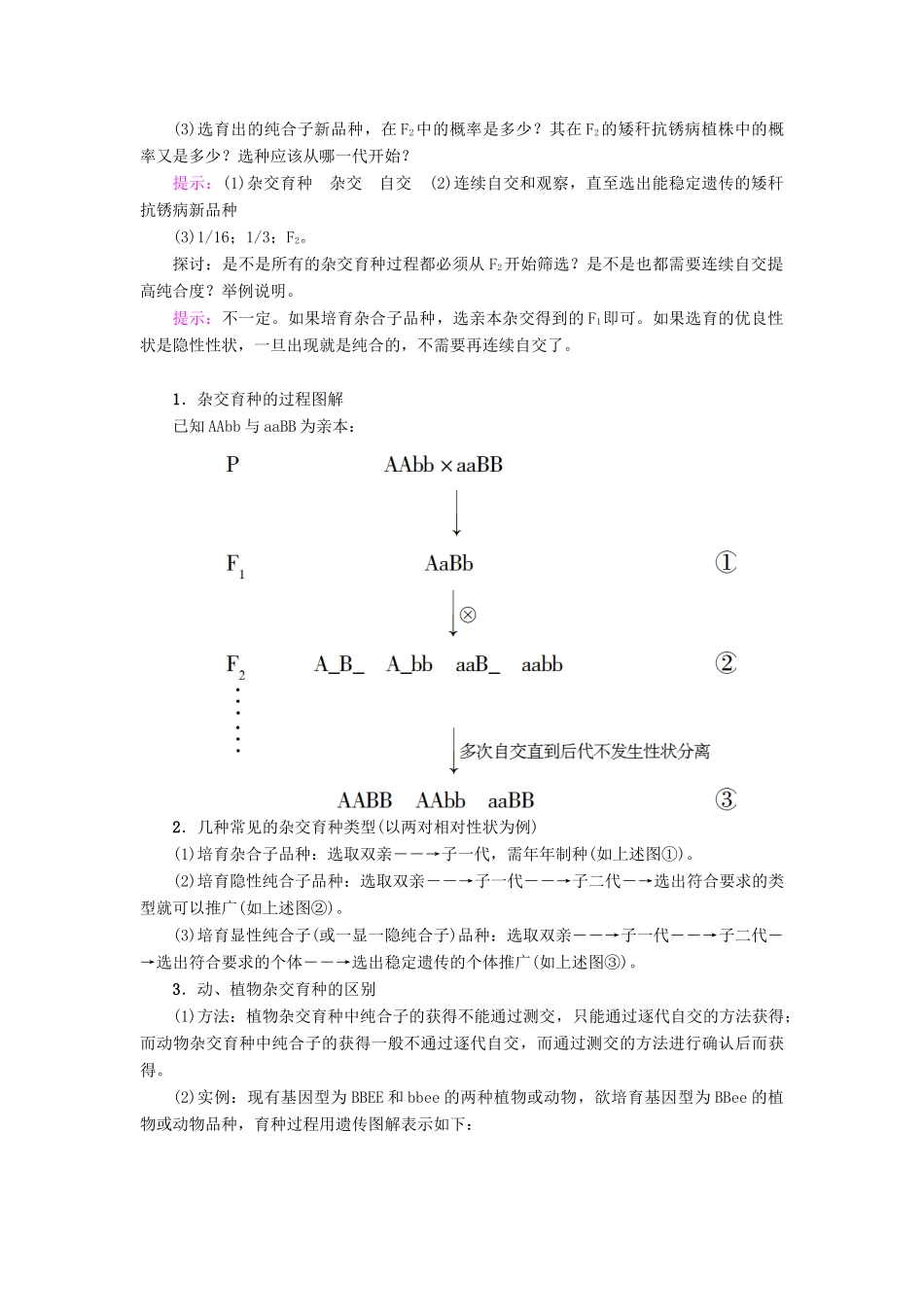 高中生物 第六章 从杂交育种到基因工程 第1节 杂交育种与诱变育种学案 新人教版必修2-新人教版高一必修2生物学案_第2页