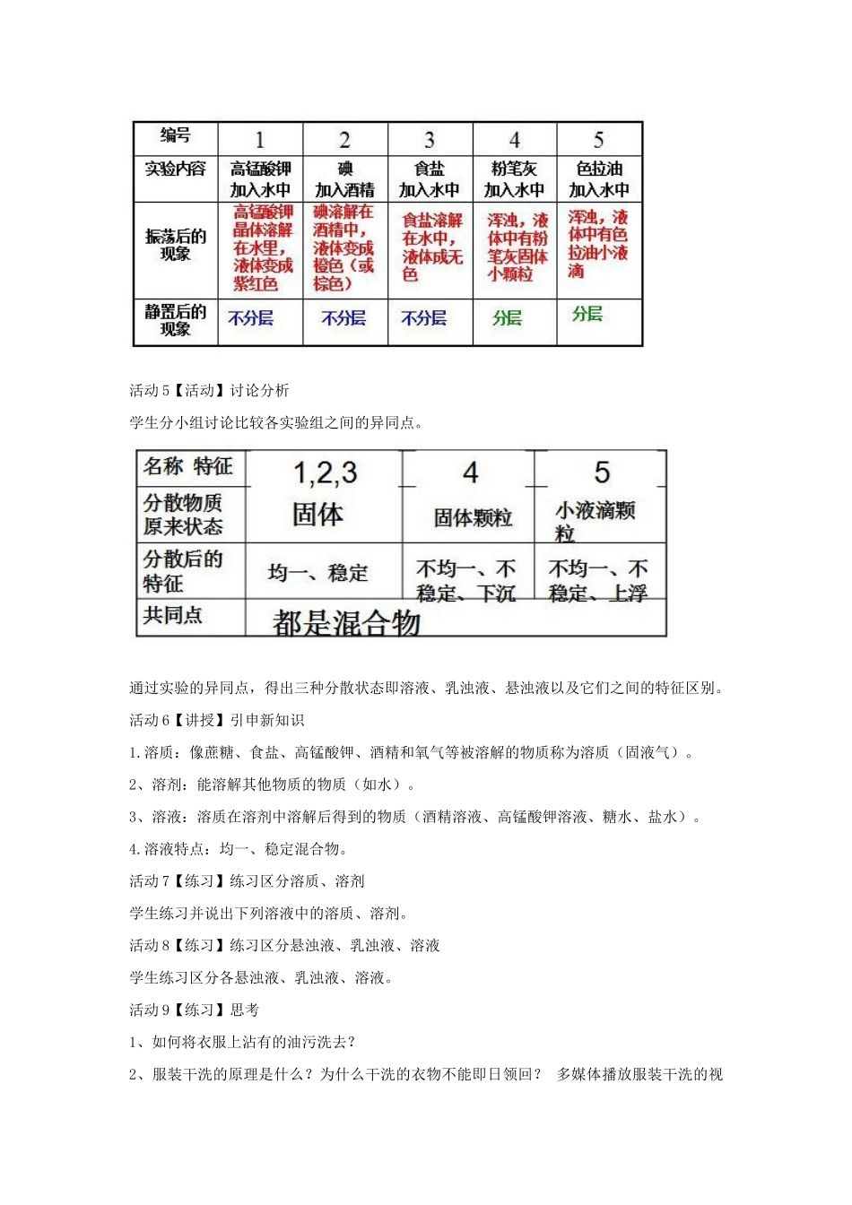 秋八年级科学上册 第1章 第4节 物质在水中的分散状况教案 浙教版-浙教版初中八年级上册自然科学教案_第3页