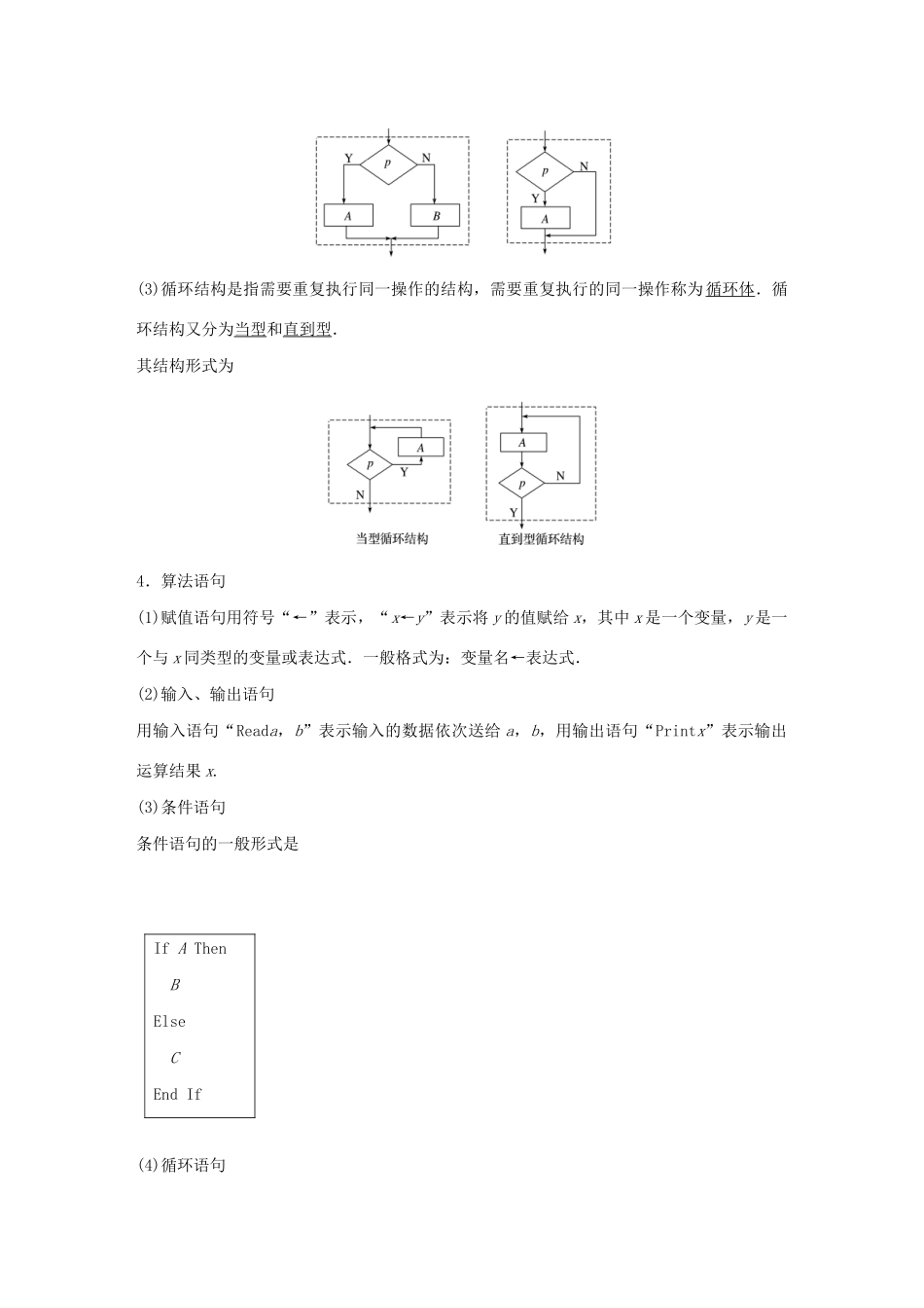 （江苏专用）高考数学大一轮复习 第十章 算法、统计与概率 10.1 算法教案（含解析）-人教版高三全册数学教案_第2页