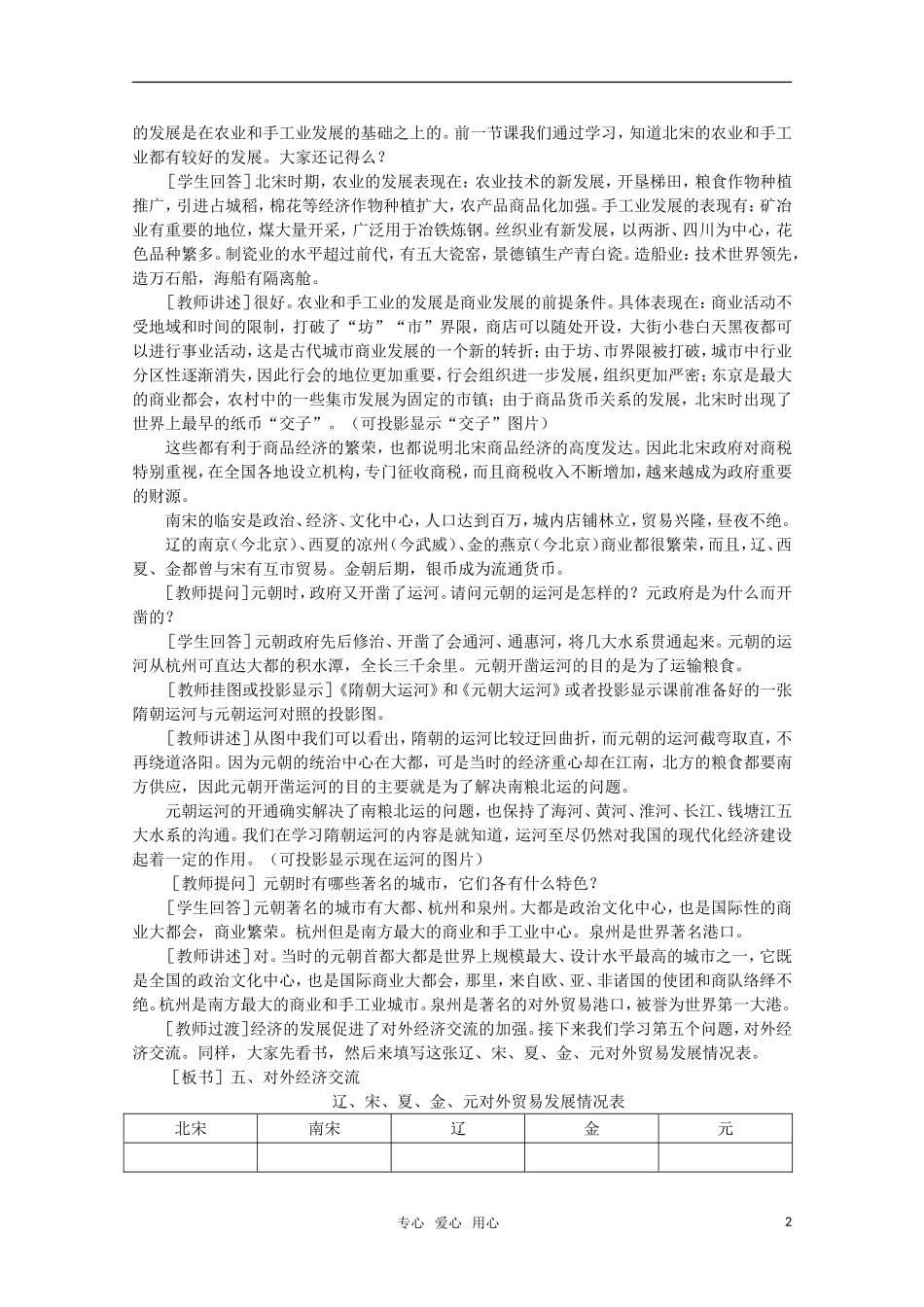 高中历史 5.7 辽、宋、夏、金、元经济的发展与对外经济交流2教案 新人教版_第2页