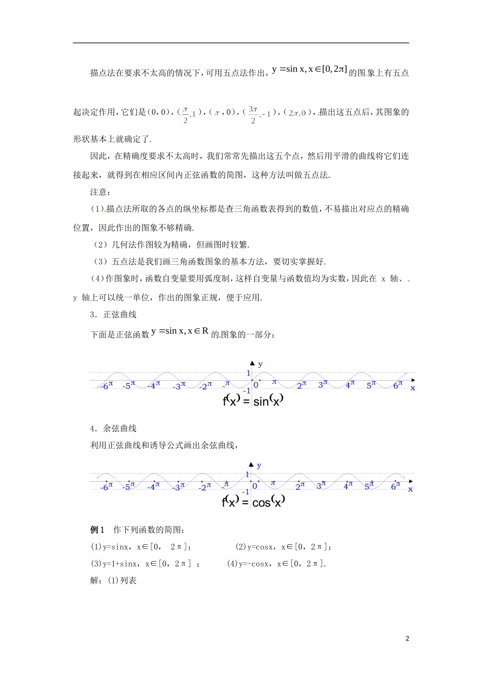 【四维备课】高中数学 1.4.1《正弦函数、余弦函数的图象与性质》教学设计 新人教A版必修4_第2页
