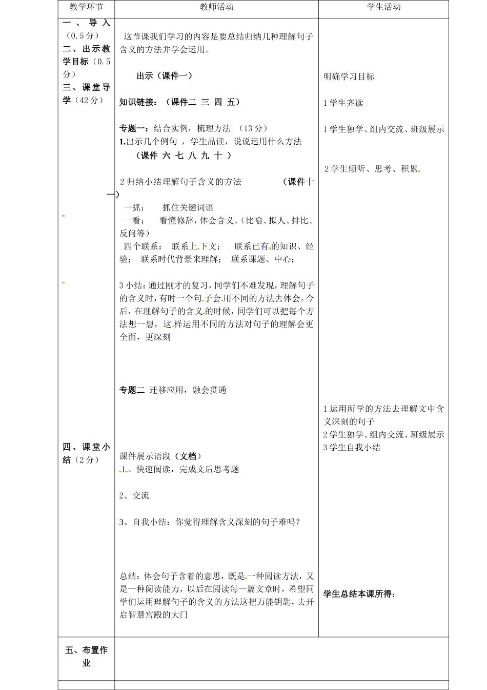 辽宁省恒仁满族自治县中考语文专题复习 记叙文 理解一句话的含义教学设计2-人教版初中九年级全册语文教案_第2页