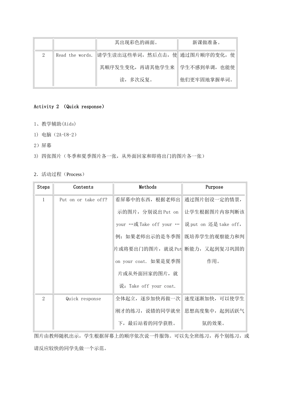 二年级英语上册 Unit 8 Clothes 2教案 沪教牛津版_第2页
