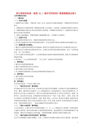 四川省射洪县高一地理《2.1 城市空间结构》教案湘教版必修2
