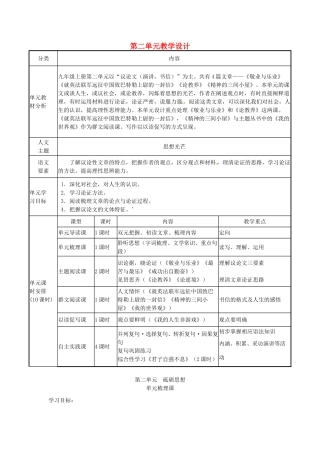 辽宁省法库县九年级语文上册 第二单元教学设计 新人教版-新人教版初中九年级上册语文教案