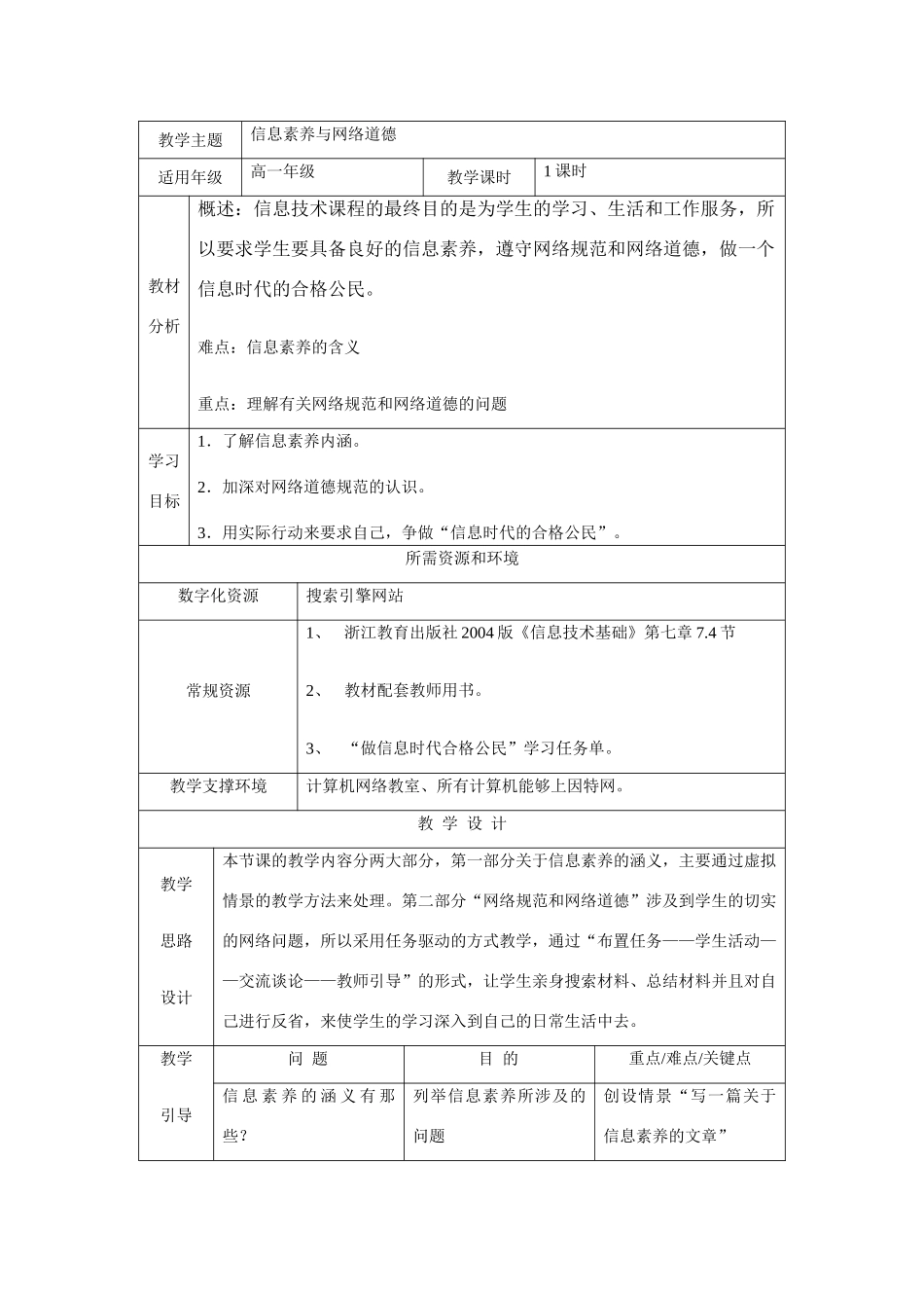 信息素养与网络道德_第1页