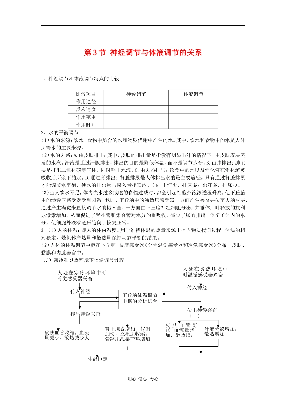 高中生物：2.3《神经调节与体液调节的关系》学案（新人教版必修3）_第1页