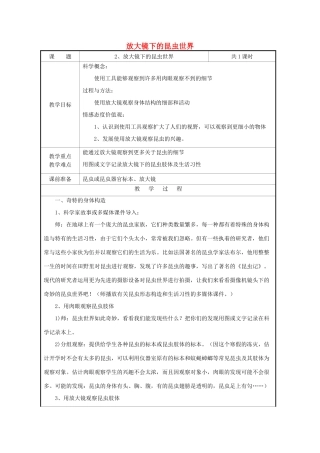 六年级科学下册 第一单元 微小世界 2 放大镜下的昆虫世界教案 教科版-教科版小学六年级下册自然科学教案