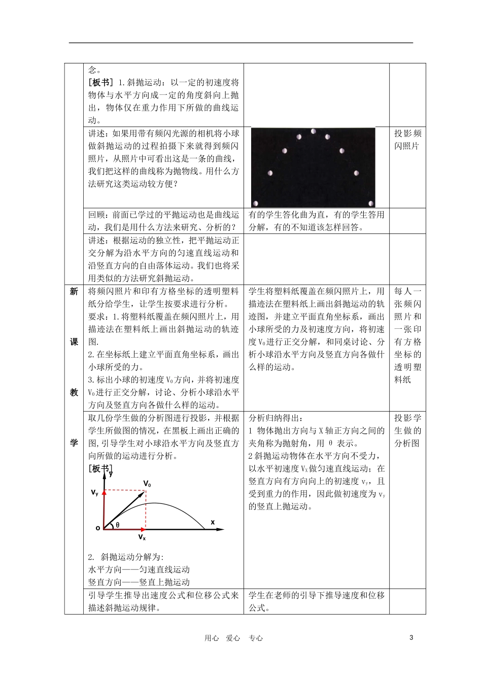 高一物理：3.4《斜抛运动》教案 鲁科版必修2_第3页
