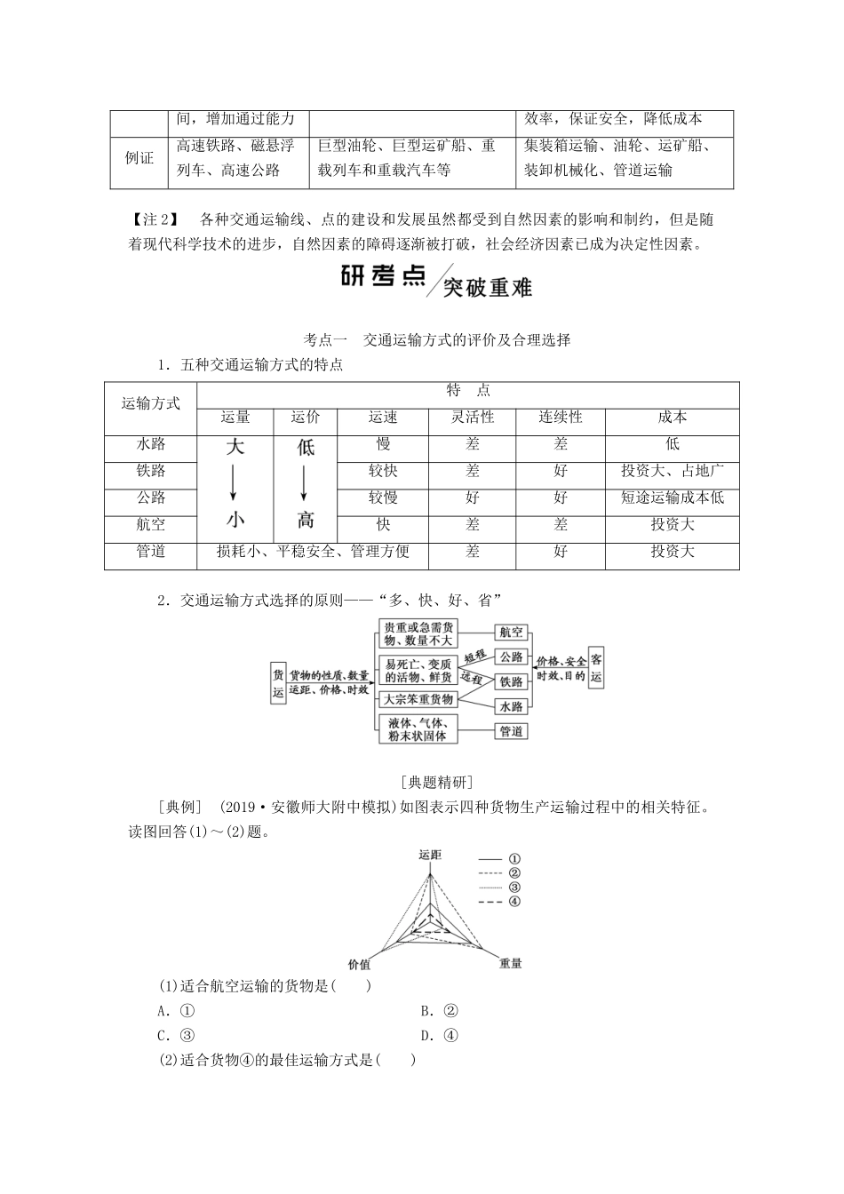 （新课改省份专用）版高考地理一轮复习 模块二 人文地理 第五章 交通运输布局及其影响 第一讲 交通运输方式和布局学案（含解析）-人教版高三全册地理学案_第2页