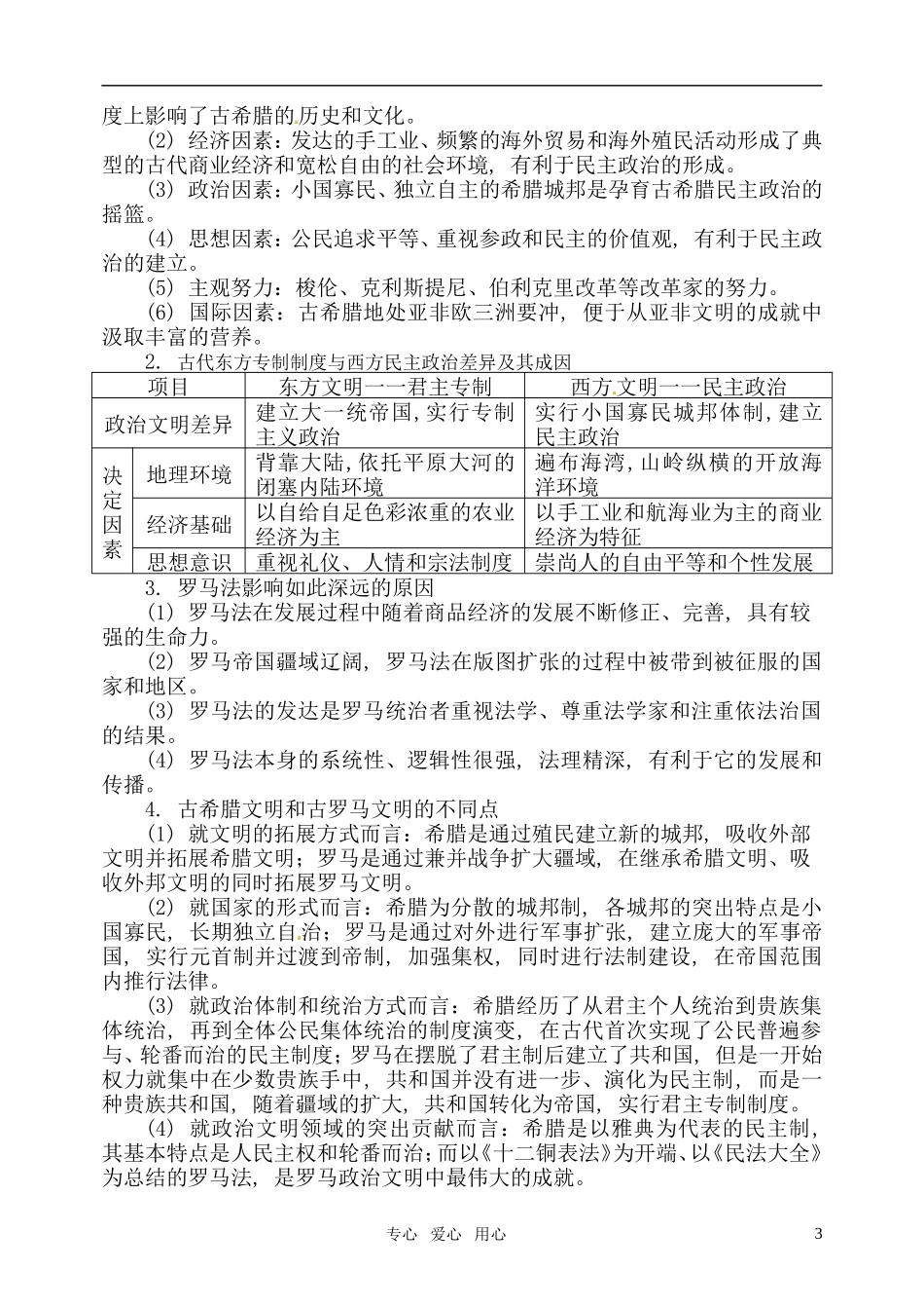 2011届高考历史二轮专题复习 专题十一 古希腊、罗马政治制度及西方文明的起源教案 新人教版_第3页